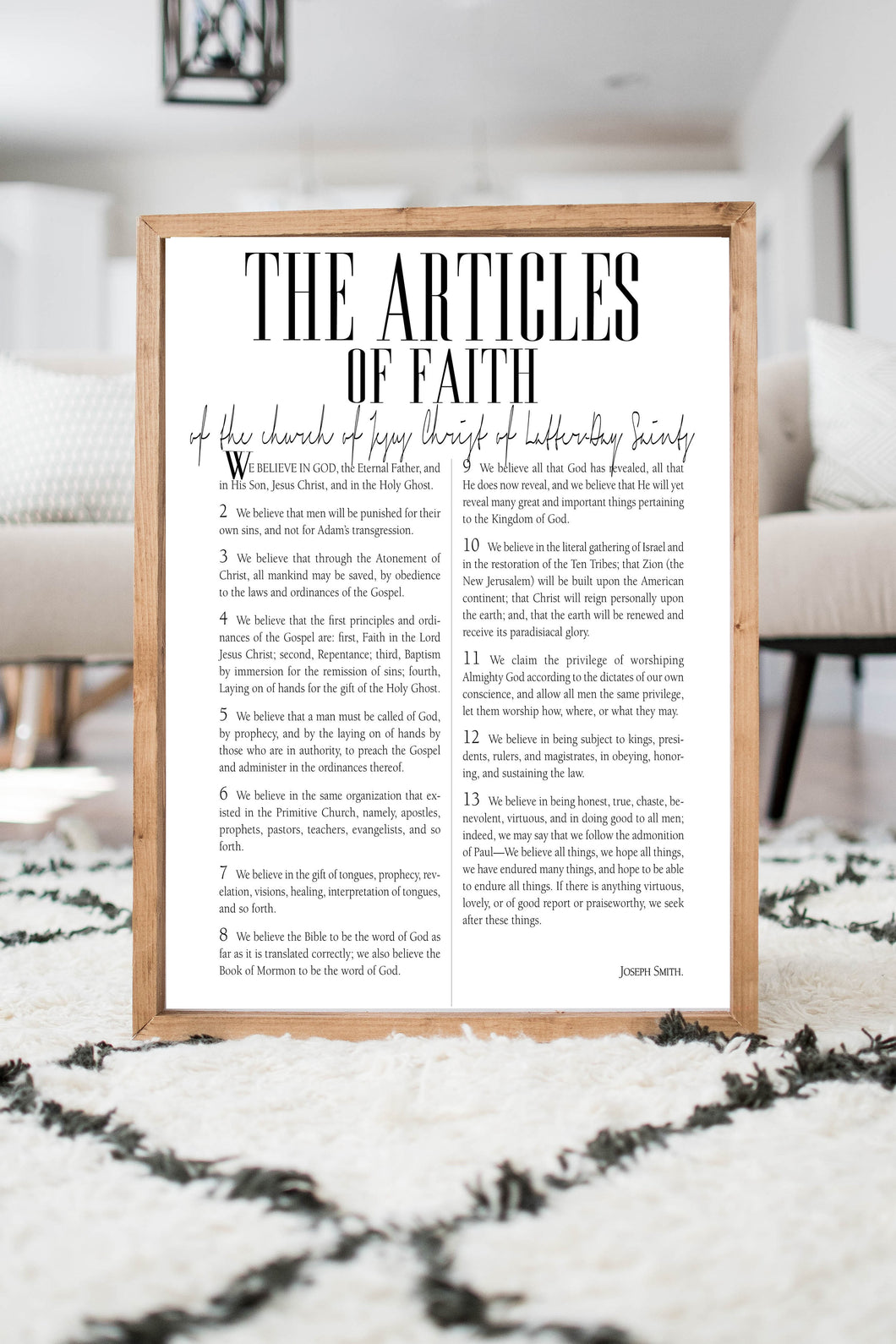 LDS Articles of Faith Print latter day saints